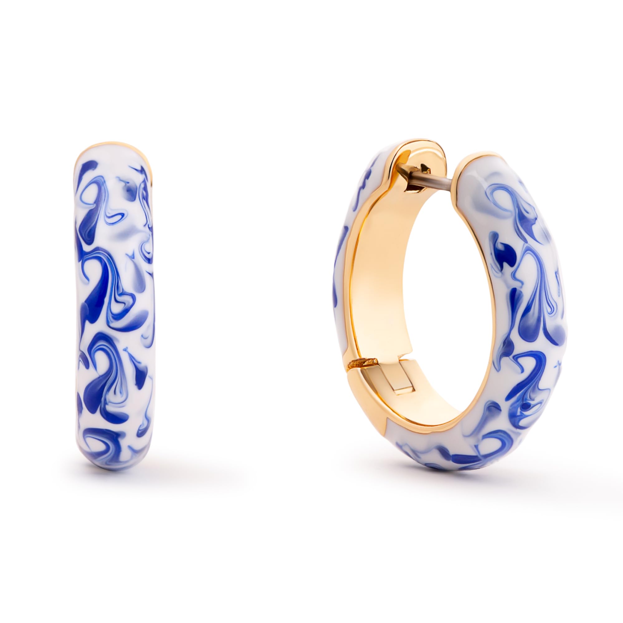 Ana Luisa Giulia Huggie Hoop Earrings for Women - Hypoallergenic Water-Resistant Tarnish-Free Chunky Earrings for Women - 14K Gold Plated &amp; Silver Rhodium Plated Hoops - Small, Medium &amp; Large Size