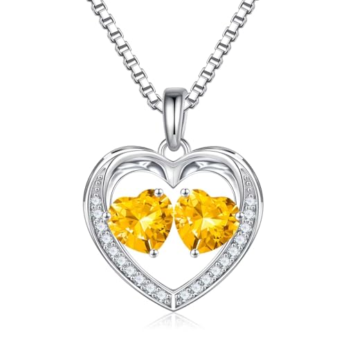 Iefil Birthstone Jewelry for Women - 925 Sterling Silver Birthstone Necklace, Anniversary Birthday Gifts for Women, Jewelry Gifts for Wife Mom Daughter