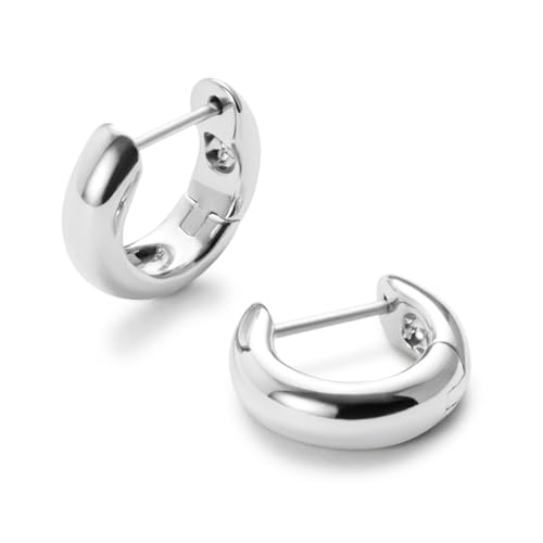 Ana Luisa Giulia Huggie Hoop Earrings for Women - Hypoallergenic Water-Resistant Tarnish-Free Chunky Earrings for Women - 14K Gold Plated &amp; Silver Rhodium Plated Hoops - Small, Medium &amp; Large Size